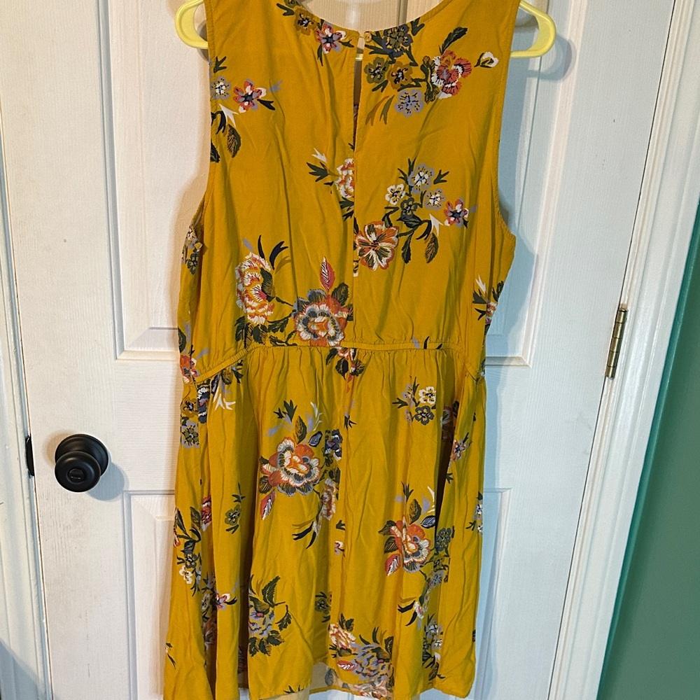 Old Navy Floral Mustard Mini Dress womens‎ size XL - Picture 5 of 5